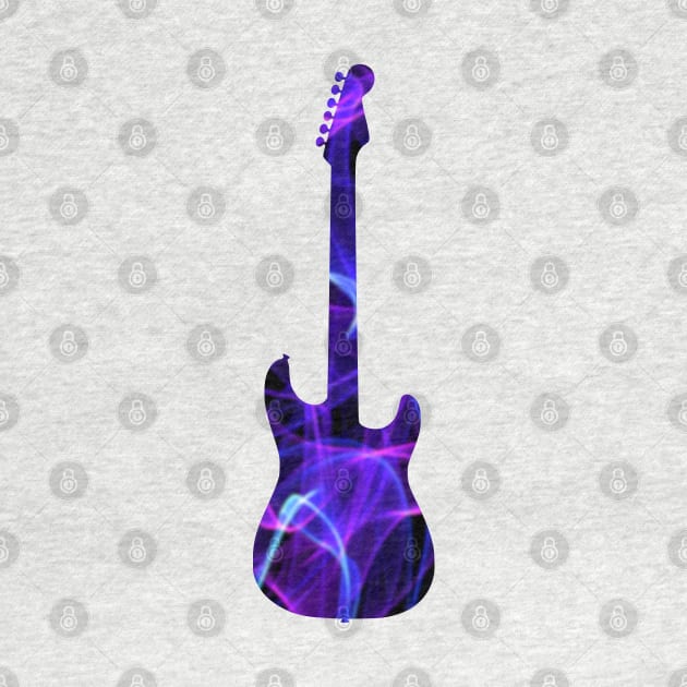 Purple Flame Guitar Silhouette on Black by gkillerb